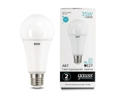 Лампа Gauss LED Elementary A67 35W E27 2740lm 4100K 70225