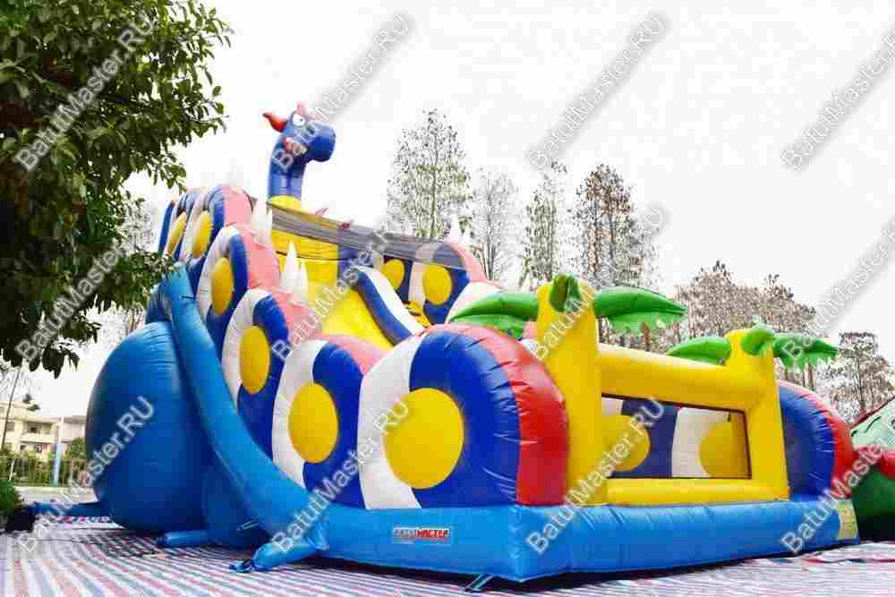 Батут-горка "Дракон синий", 10*5*8 м