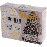 Гирлянда для дома 9,5м 100 ламп LED прозрач.пров.,8 реж, IP-20, Теплый белый (возможность соединения)