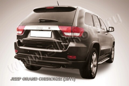 Защита заднего бампера Jeep Grand Cherokee (2010-2013) d57+d57 черная