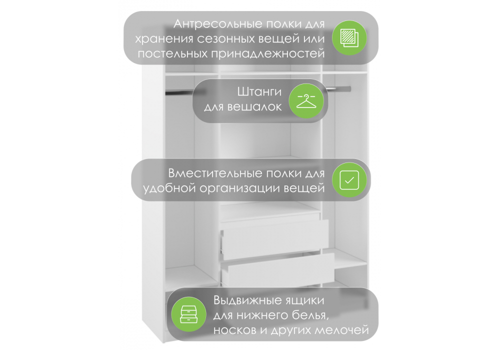 Шкаф Woodville Мадера ЛДСП белый