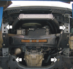 Защита картера Двигателя, КПП, Радиатора. 2 мм, Сталь. для Ford Transit 2006-2011 MOTODOR.00748