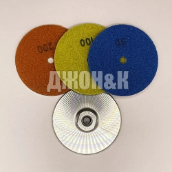 круг шлифовальный черепашка диск по керамограниту 100 мм, p200, р100, р50 + тарелка опорная