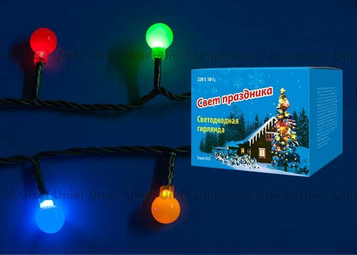 ULD-S0540-060/DGA MULTI IP20 COLORBALLS Гирлянда светодиодная с контроллером «Разноцветные шарики», 60 светодиодов, 5,4 м, разноцветная, IP20, провод