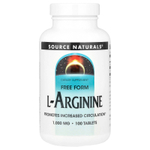 Source Naturals, L-аргинин, Свободная форма, 1000 мг, 100 таблеток