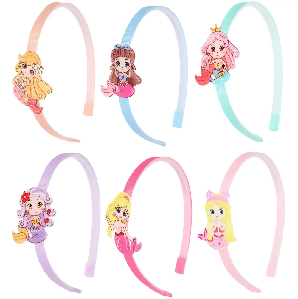 Ободок для волос детский на блистере «РОЗОВОЕ ОБЛАКО», русалочка, микс 6 цветов, 1см