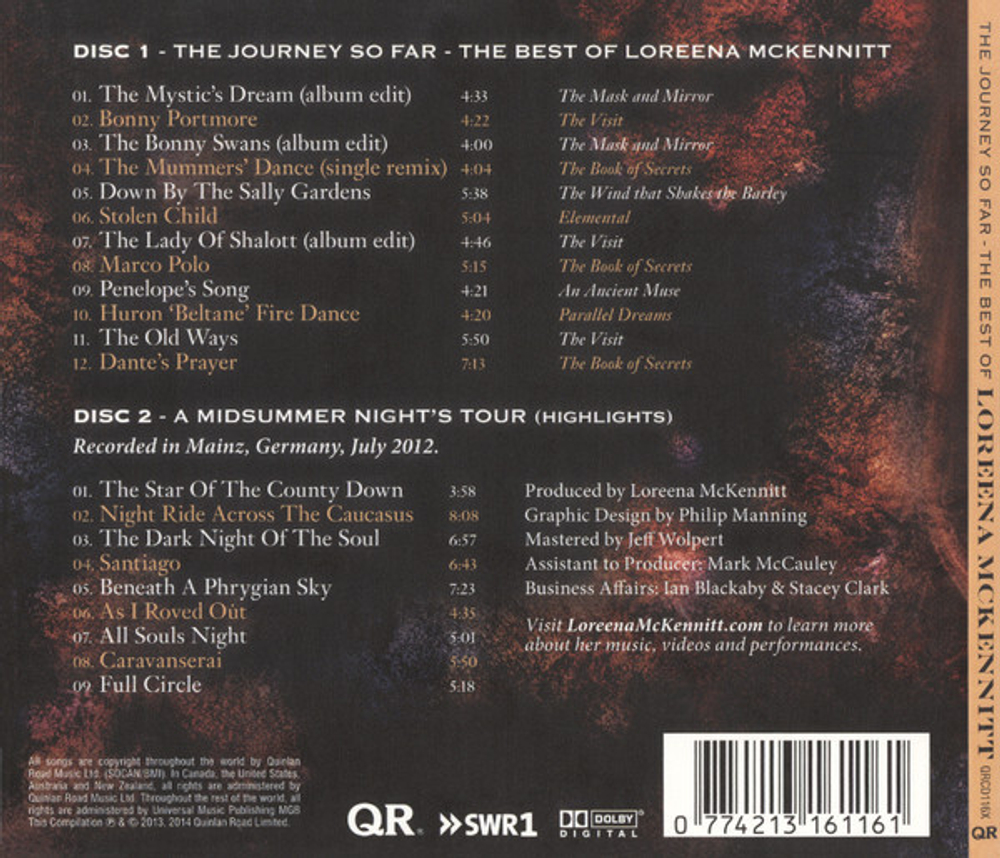 CD Loreena McKennitt – The Journey So Far - The Best Of Loreena McKennitt / A Midsummer Night's Tour (Highlights) 2CD (Европа 2014г.)