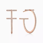 Серьги из жёлтого золота 18k с бриллиантами, Tiffany 💠T Hoop. Единственные в наличии