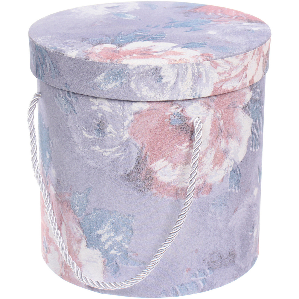 Коробка подарочная «Акварельные цветы» 19*19*18 см, серый