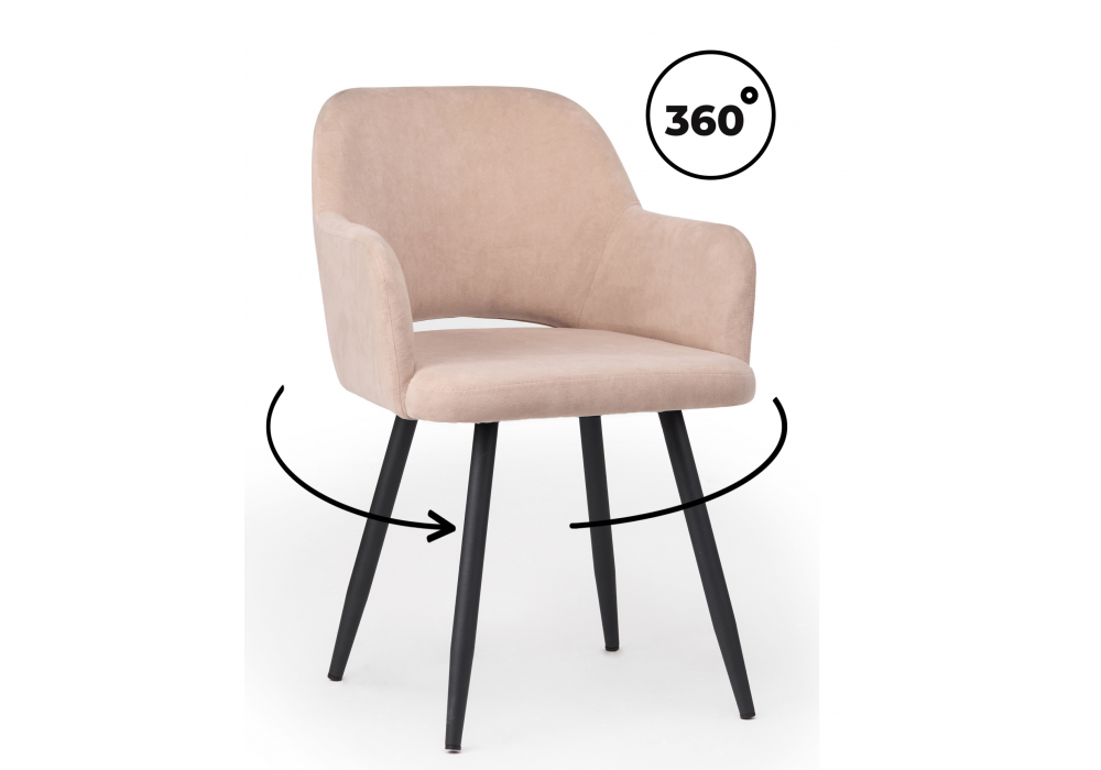 Стул на металлокаркасе Woodville Эолин 360 латте (glory 10), черный, ножки черные