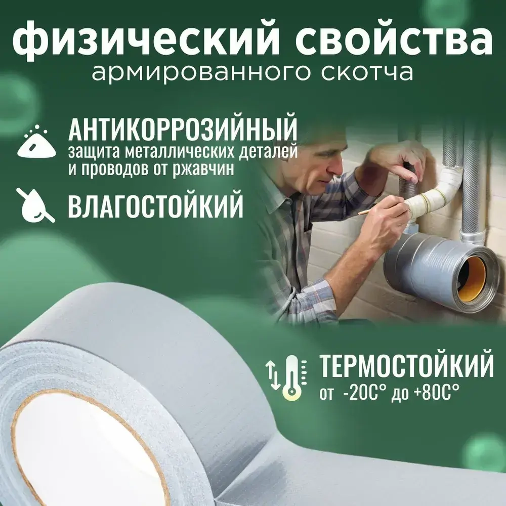 Скотч армированный / Армированный скотч серый / 10см 50м 1 шт