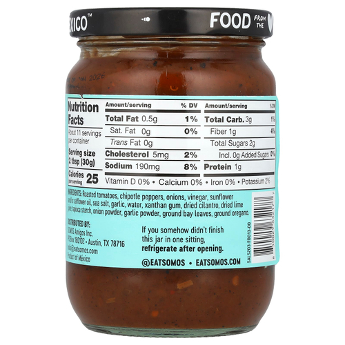Somos, Сальса с чипотле и дымком, средняя, 340 г (12 унций)