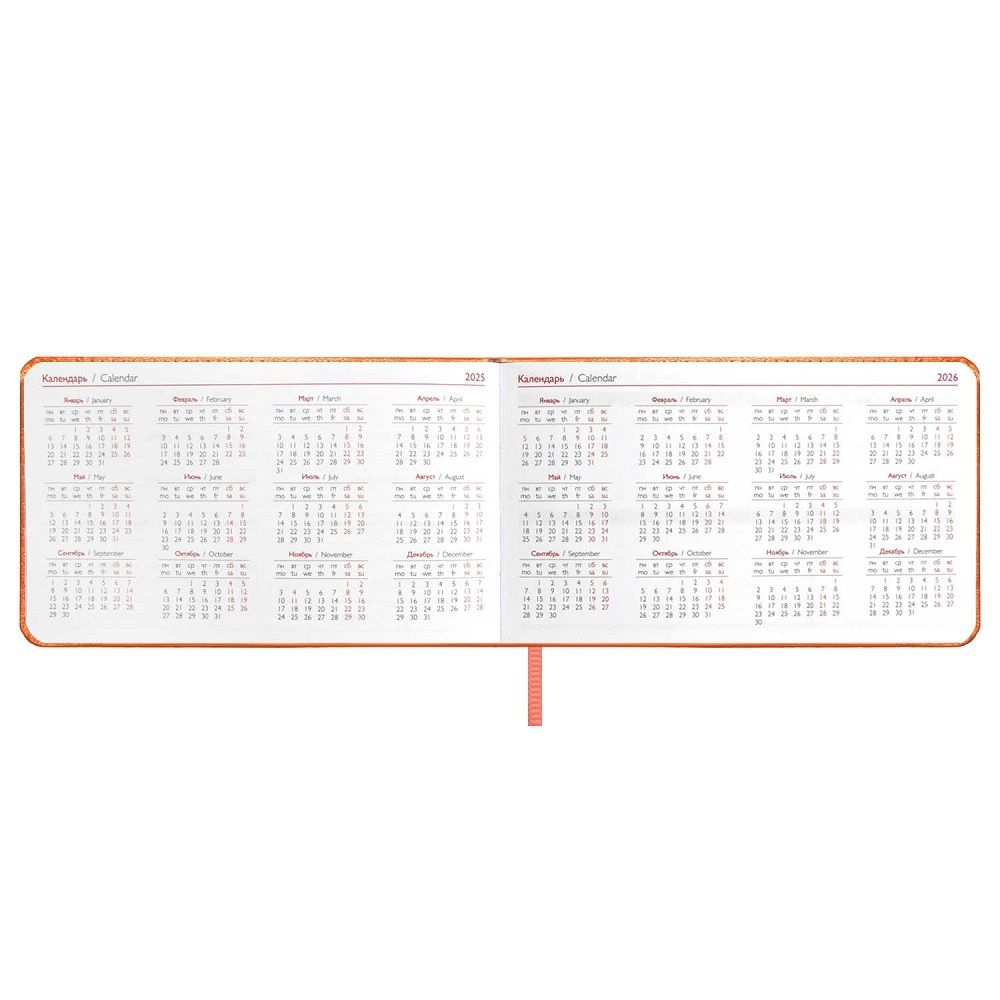 Еженедельник 2025г. А6, 87*150ммм, Феникс+ Виннер коралловый, кож.зам, тиснение, ляссе, 64л