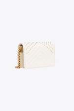 MINI LOVE BAG CLICK CHEVRON STUDS – white+white-antique gold