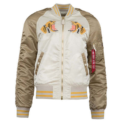 Куртка бомбер Alpha Souvenir Tiger Flight Jacket (белый бежевый)