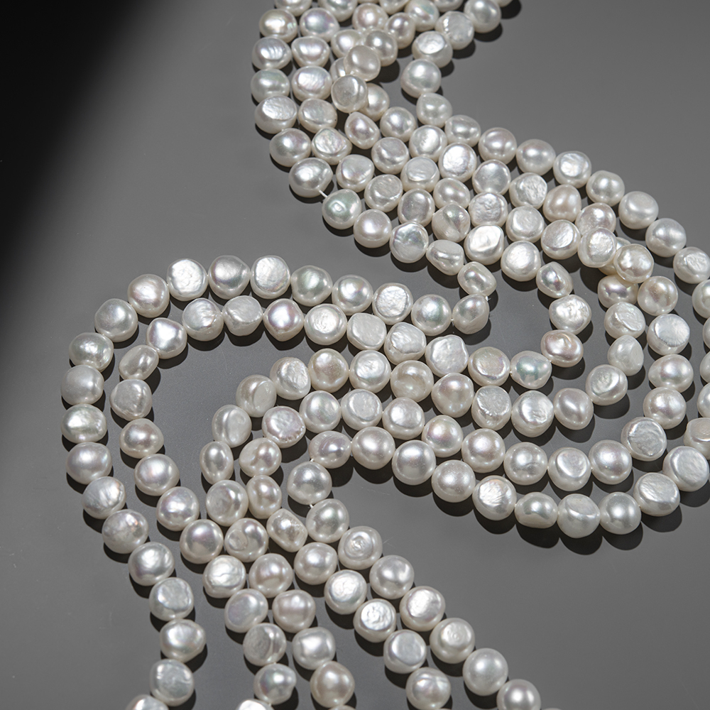 Жемчуг штучный культивированный "Булочка", белый, 10-11мм