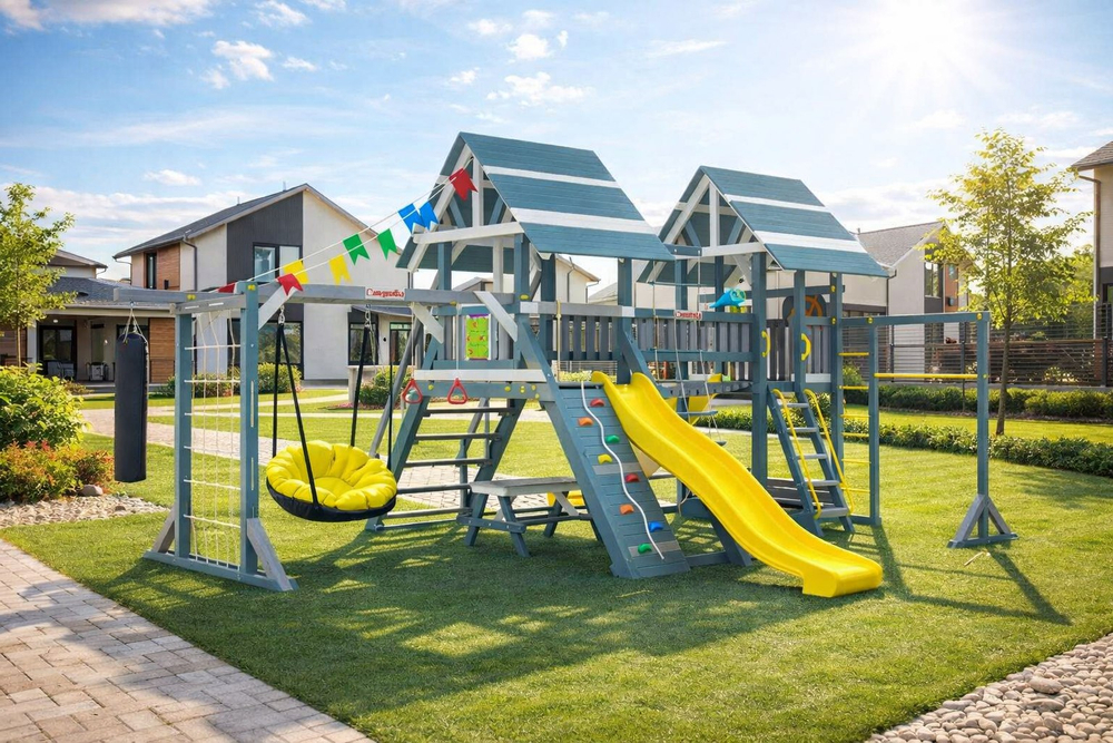 Деревянный игровой комплекс Савушка Lux - 9 COMFORT (Индиго)