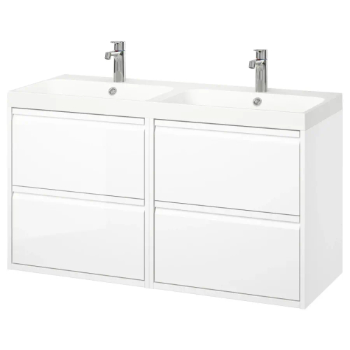 Тумба для ванной  - ÄNGSJÖN / BACKSJÖN/АNGSJОN / BACKSJОN IKEA/ЭНГСЬЕН/БЭКСЬЕН ИКЕА, 69х122 см, белый