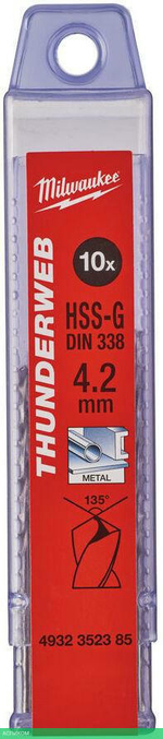 Сверло по металлу Milwaukee Thunderweb HSS-G 4.2x75мм 10шт (4932352385)