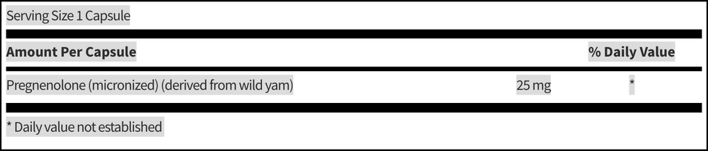 Pregnenolone 25mg 100 капсул Klaire Labs / SFI Health