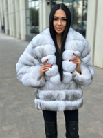 Шуба из меха финского песца 60см «колотый лед»