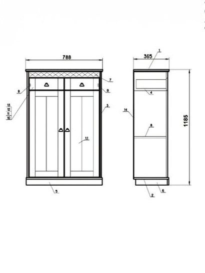Тумба Индра из МДФ 2 ящика, черная