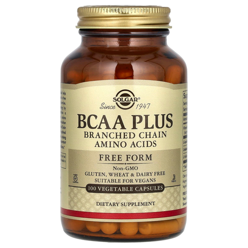 Solgar, BCAA Plus, в свободной форме, 100 растительных капсул