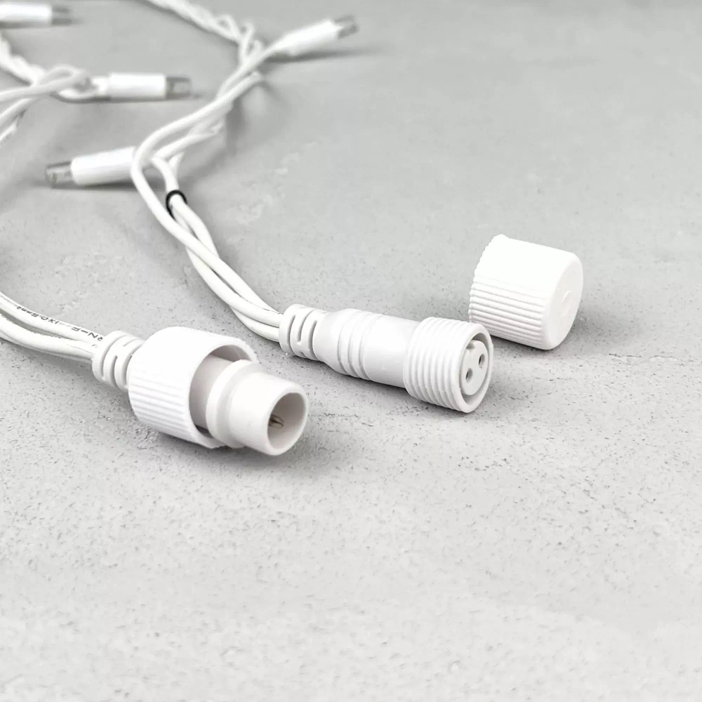 Светодиодная бахрома с колпачком 3,2*0,9 м., 168 экстра теплых белых LED ламп, каучуковый белый провод, LTC (LL168-8-2EWW)