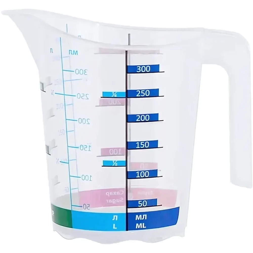 Кружка мерная «Домино» 0,3 л. 1/90 (прозрачный) (Эльфпласт)