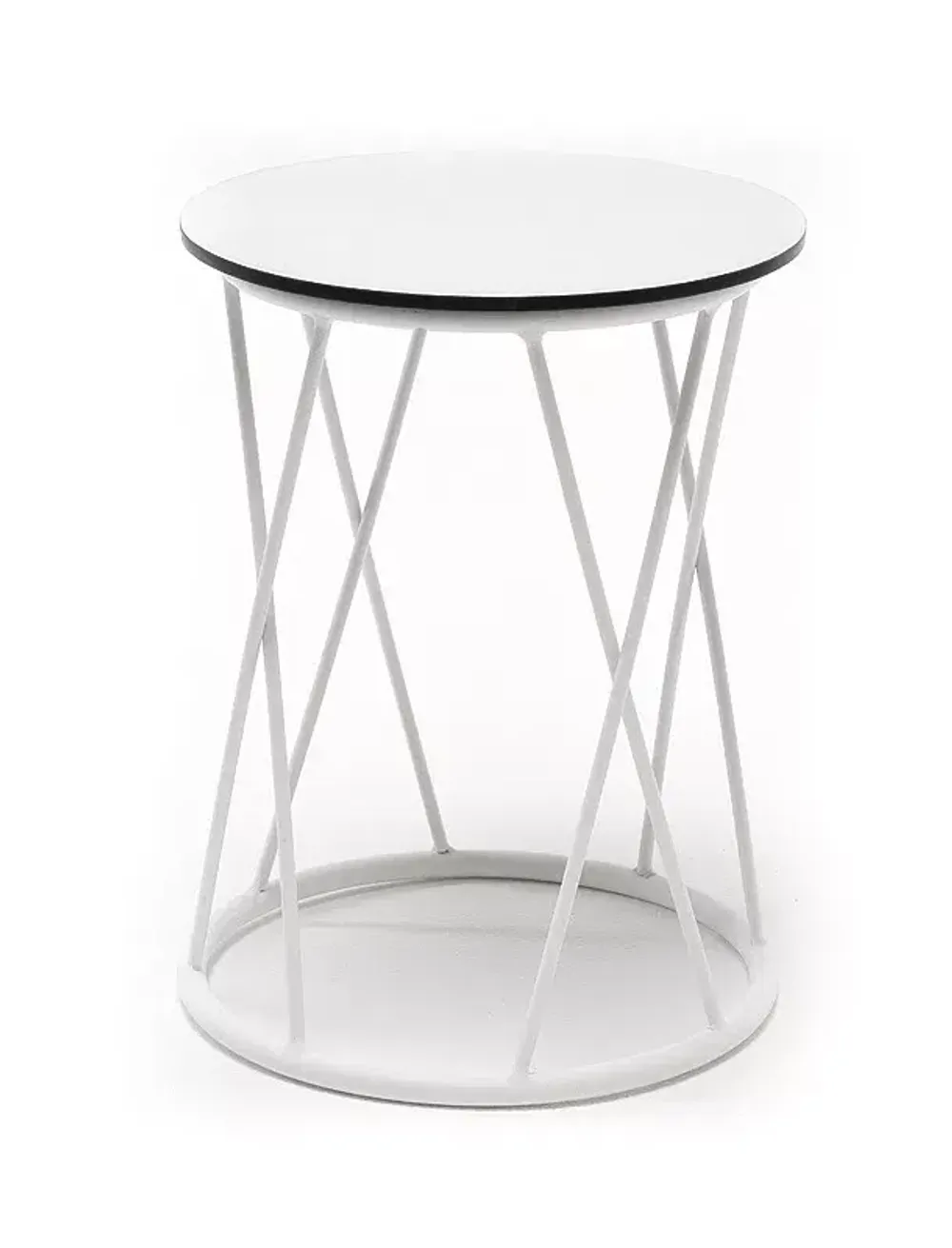 "Колумбия" журнальный стол из HPL круглый Ø40 H55, каркас из алюминия белый, цвет столешницы "молочный"