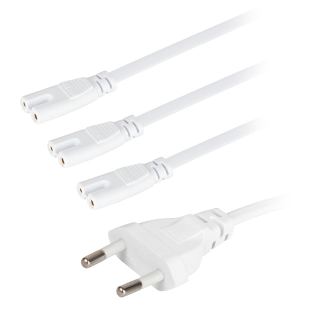 Разветвитель сетевой для линейных светильников ЭРА 3х IEC C7 2pin 2m для подключения 3 светильников | Аксессуары для фито светильников