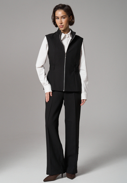 Брюки прямые с кнопками черные