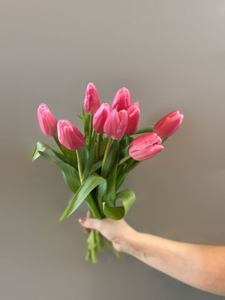 Букет из 9 розовых тюльпанов