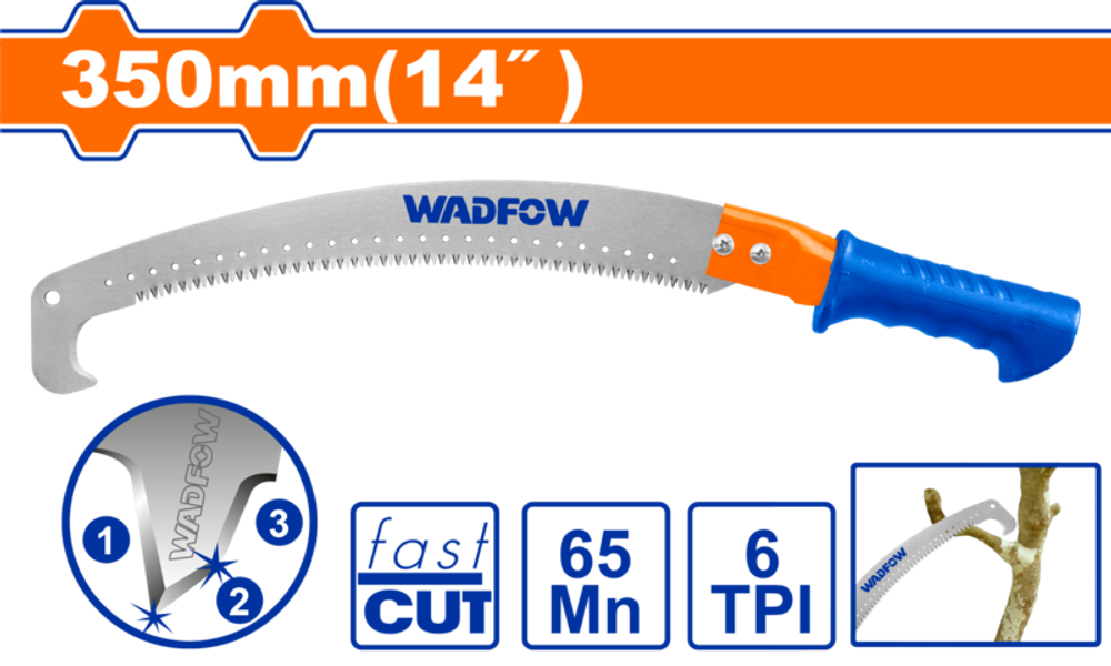 Ножовка садовая 350 мм 6TPI (6/24) WADFOW WHW8G14