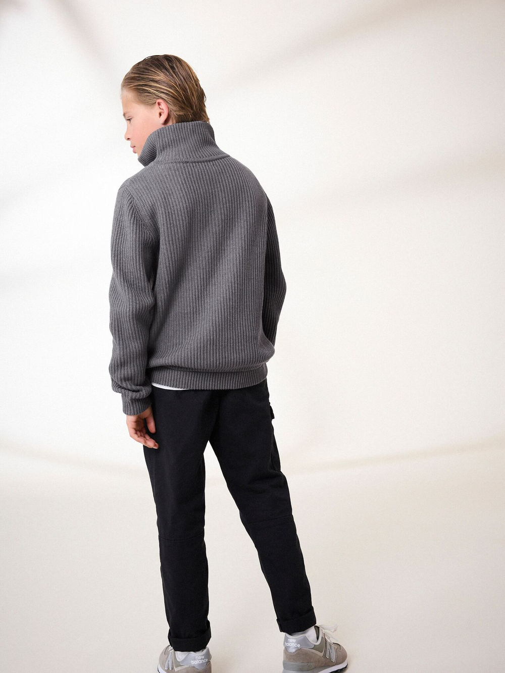 Джемпер вязаный с молнией для мальчика Next K84-013, Темно-серый