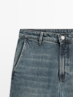 Massimo Dutti Джинсы-клеш со средней посадкой, средне-синий