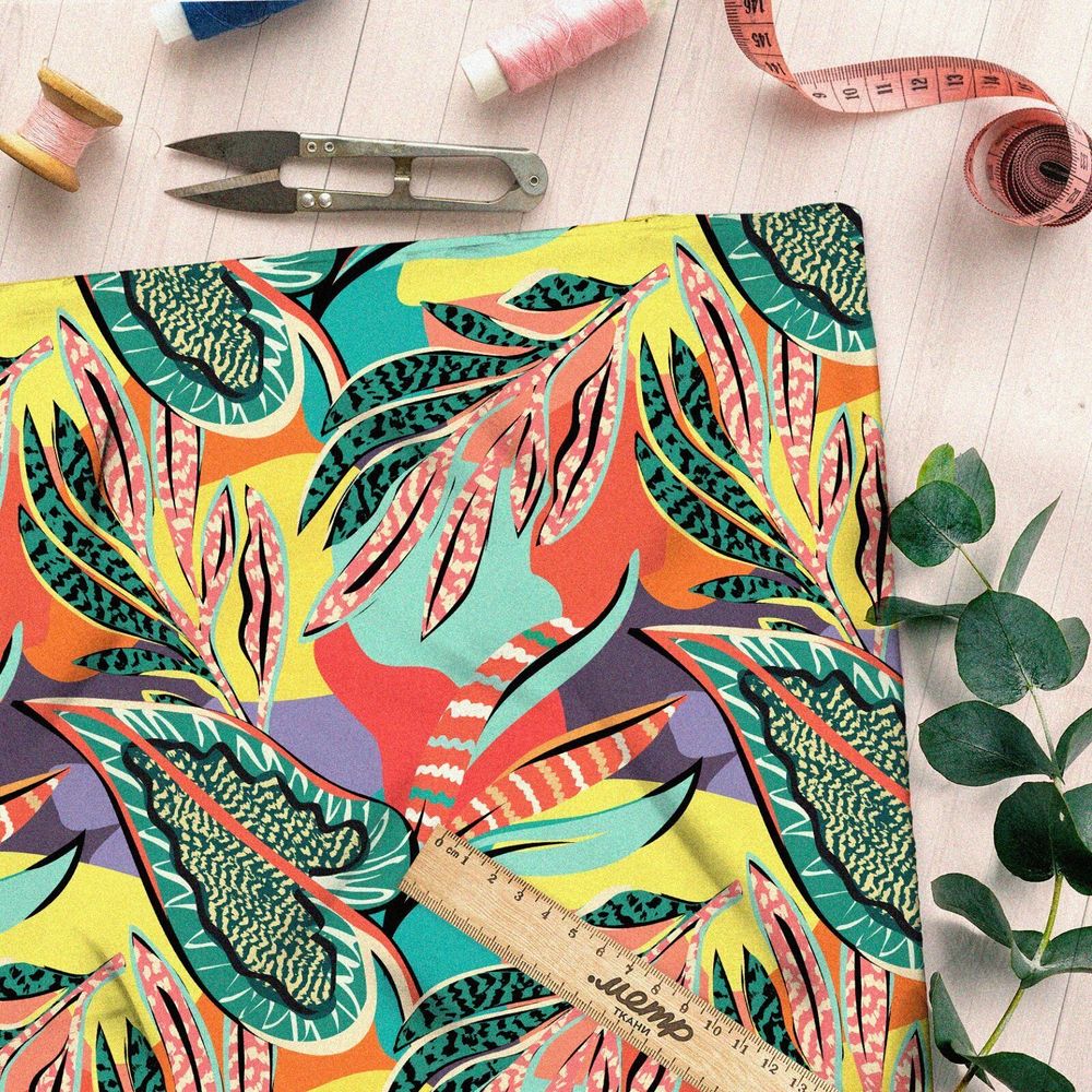 Ткань мембрана разноцветные пёстрые листья