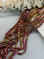 Гематит, сердце 6 мм, нить 40 см, красный хамелеон