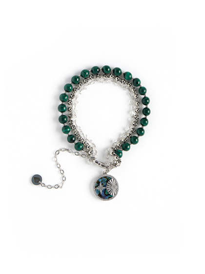 Браслет "Night" с малахитом Silver