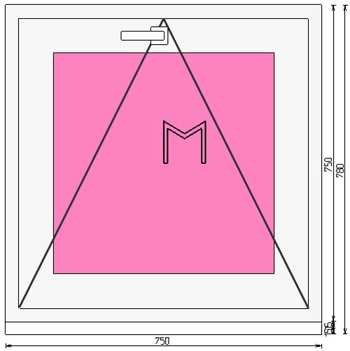 Пластиковое окно 750 х 750 фрамуга (форточка) ТермА Эко + Москитная сетка