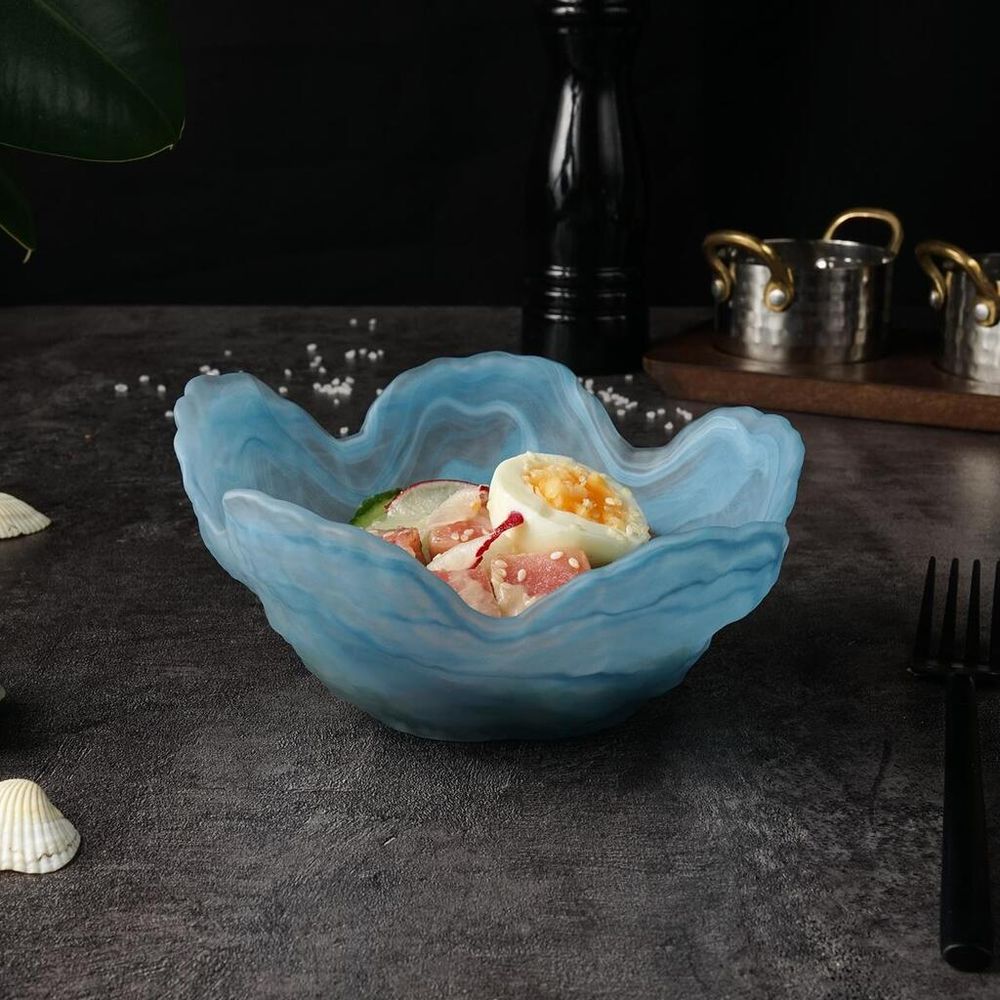 Салатник 250 мл d 16 см h7,5 см Blue Sunset звезда матовое стекло P.L. Proff Cuisine [4]