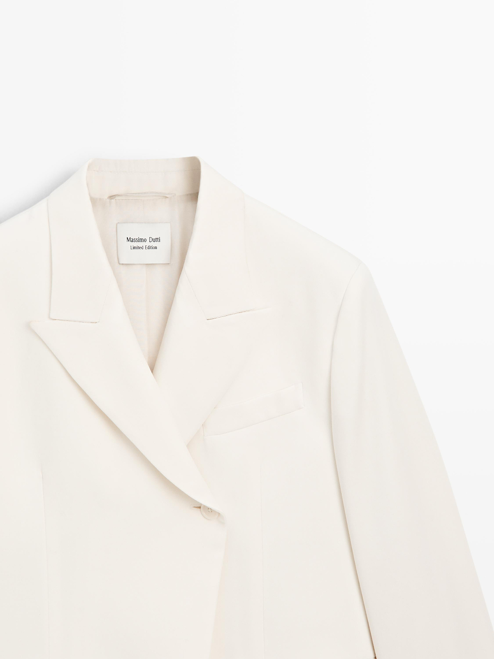 Massimo Dutti Двубортный пиджак из смесовой шерсти - Limited Edition, кремовый