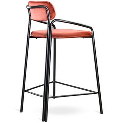 Стул полубарный Ror, Round, велюр, черный/темно-красный