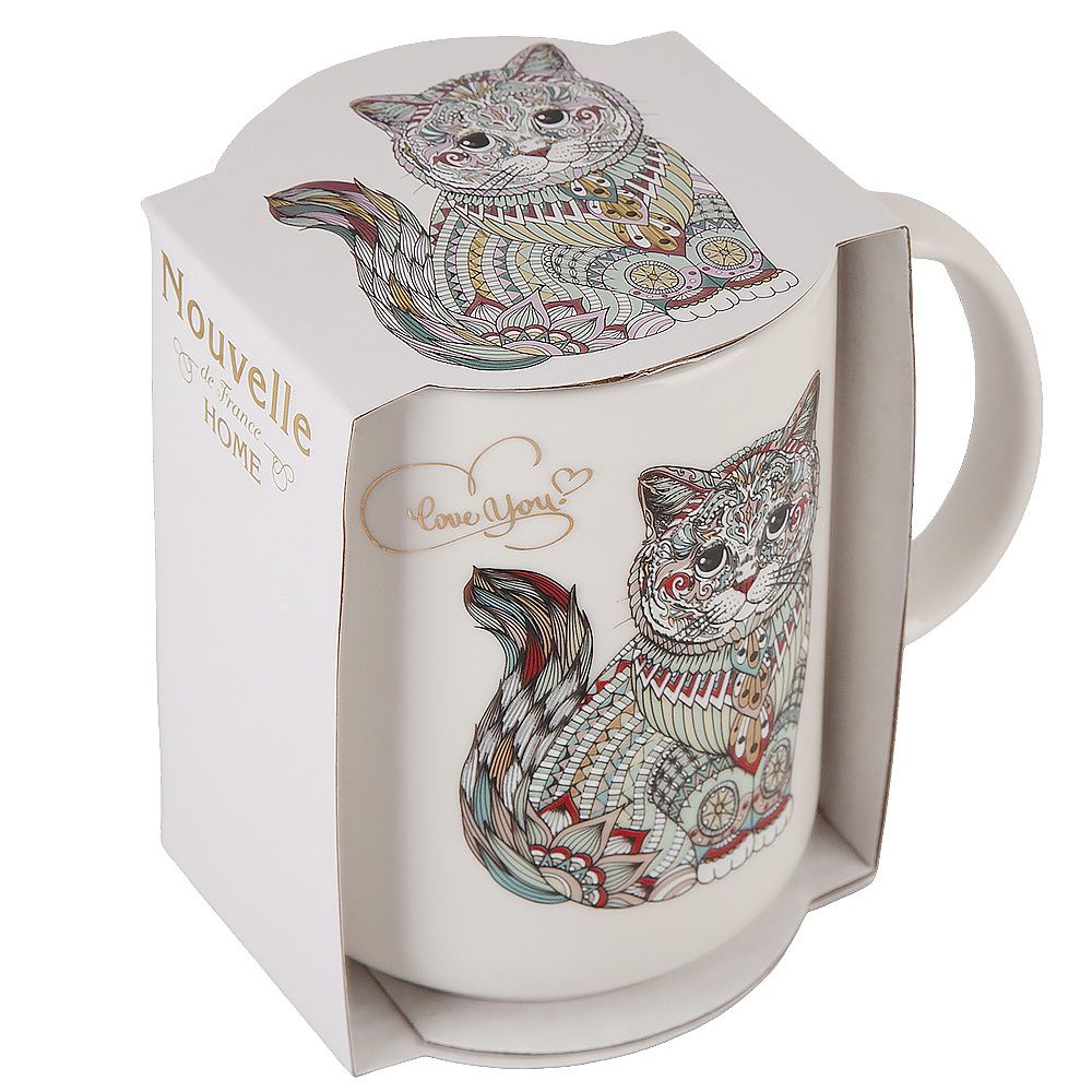 Кружка "Kitty" v=380мл (фарфор) (картонная цветная лента)