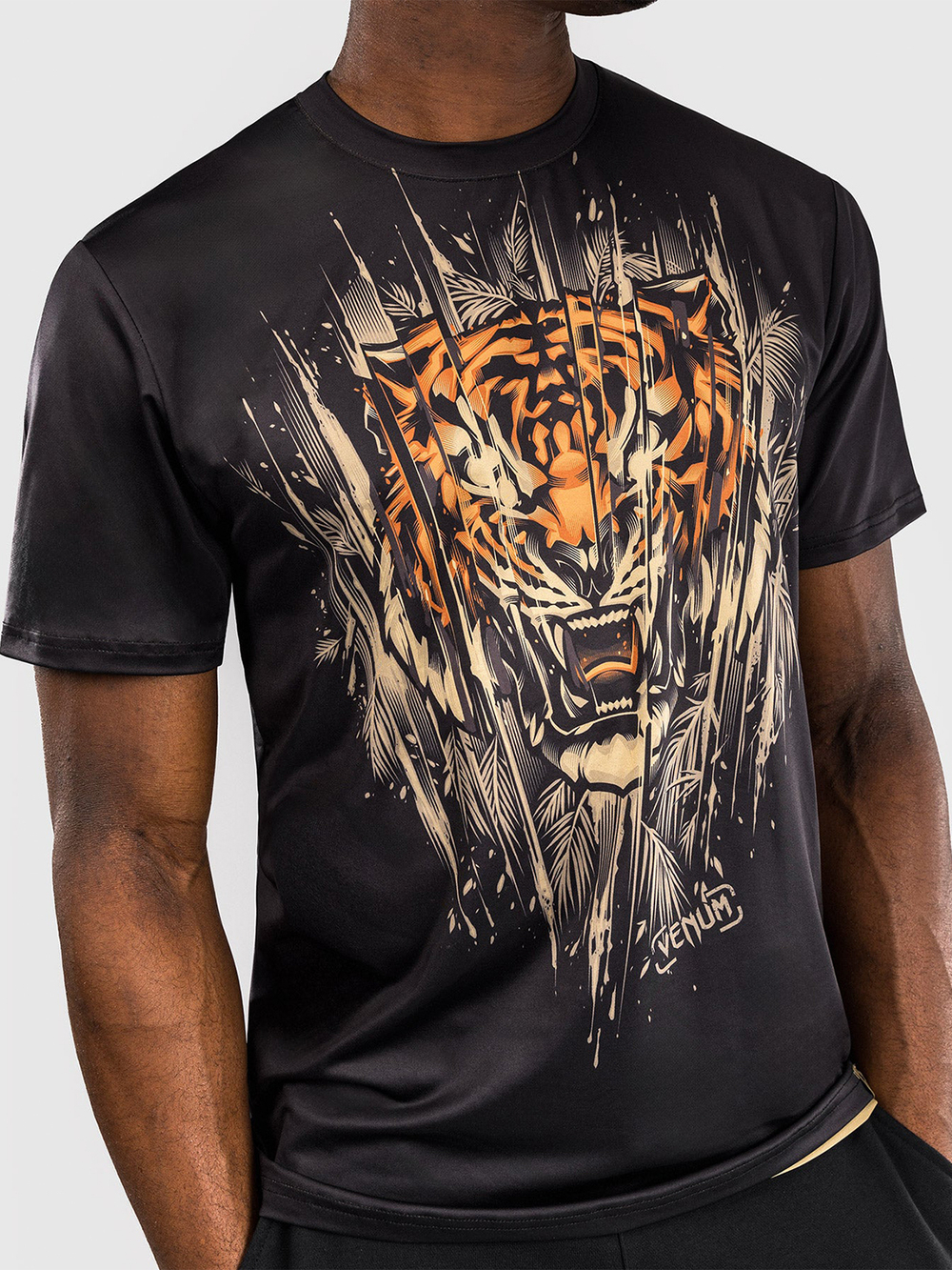 Футболка спортивная Venum Tiger Black/Neo Orange