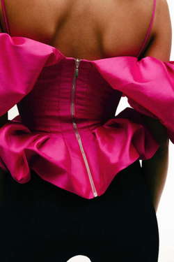 Блуза-топ из тафты с рюшами и открытыми плечами