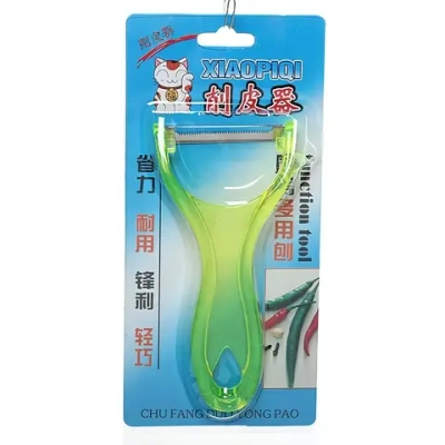 Овощечистка поперечная, прозрачная цветная ручка