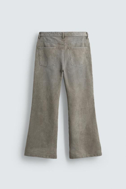 ZARA РАСКЛЕШЕННЫЕ БРЮКИ ИЗ ВЕЛЬВЕТА - LIMITED EDITION, СВЕТЛО-СЕРЫЙ