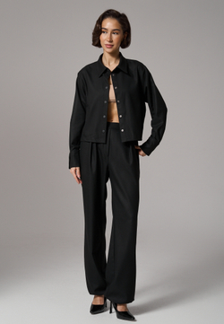 Рубашка-жакет укороченная черная