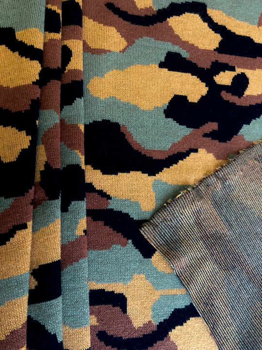 Трикотаж принт милитари, беж, коричневый, хаки, черный вискоза ORLA